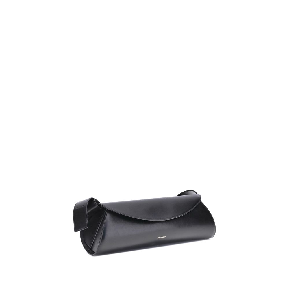 Jil Sander Cannolo Grande Bag in Black Calf Leather