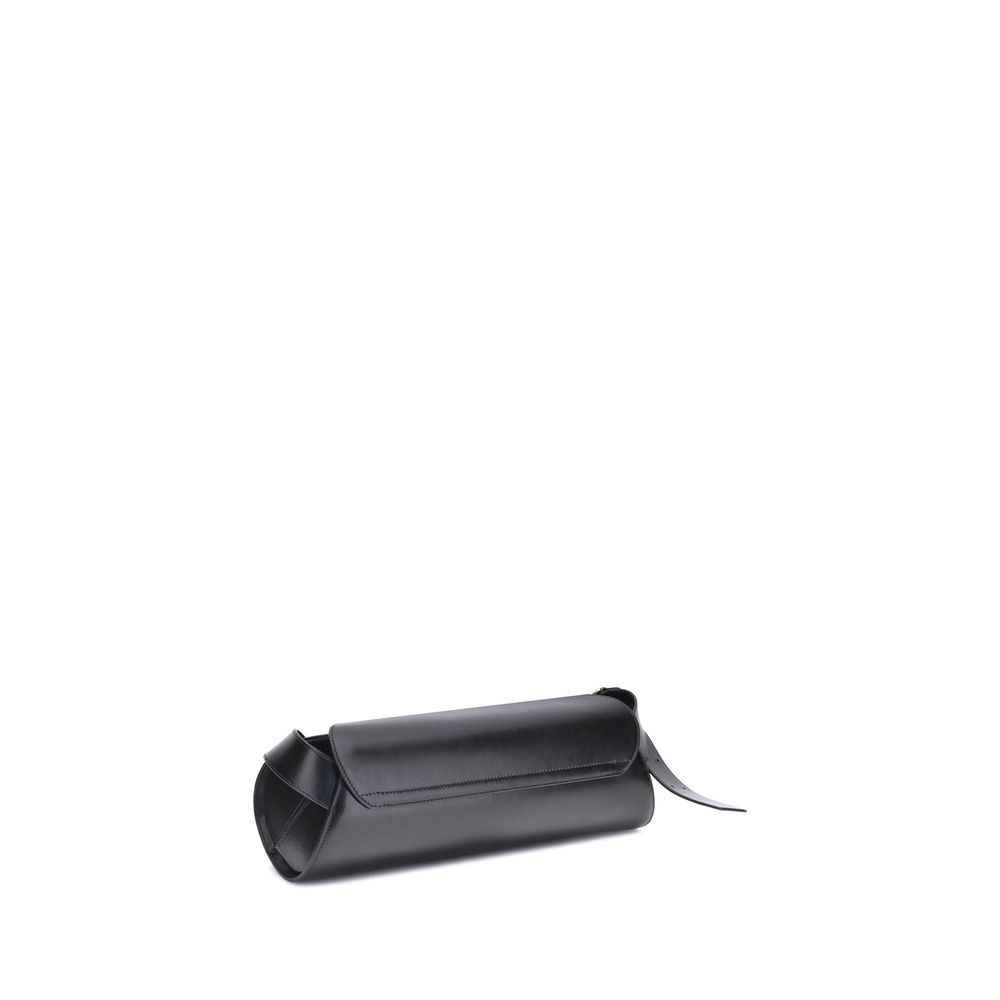 Jil Sander Cannolo Grande Bag in Black Calf Leather