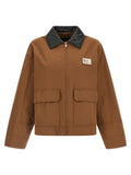 Weekend Max Mara Cotton Canvas Jacket with Contrast Collar in Brown
