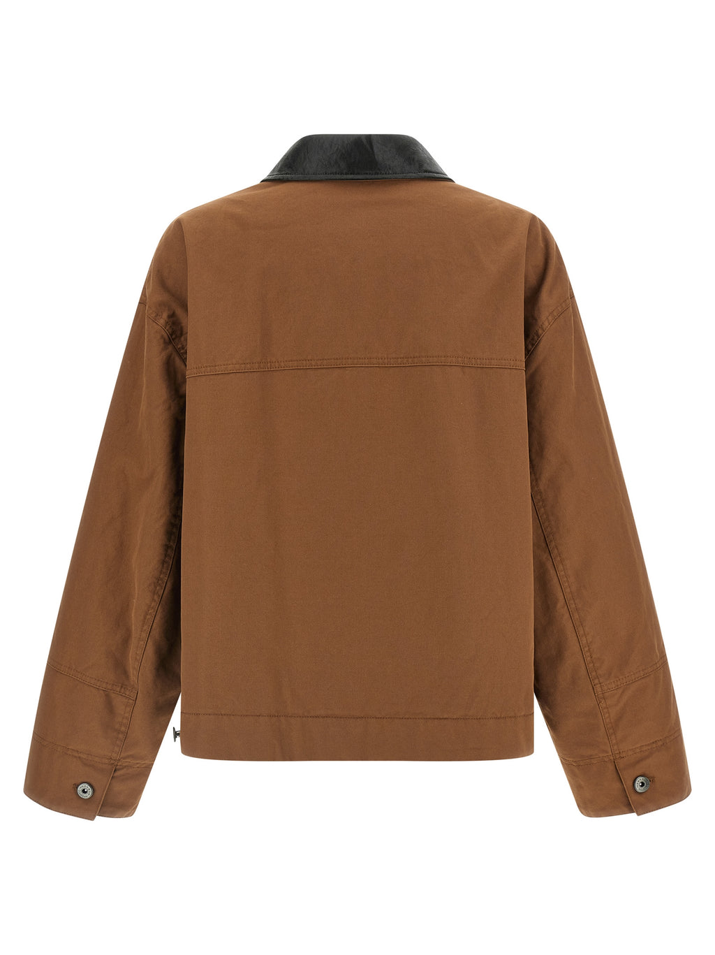 Weekend Max Mara Cotton Canvas Jacket with Contrast Collar in Brown