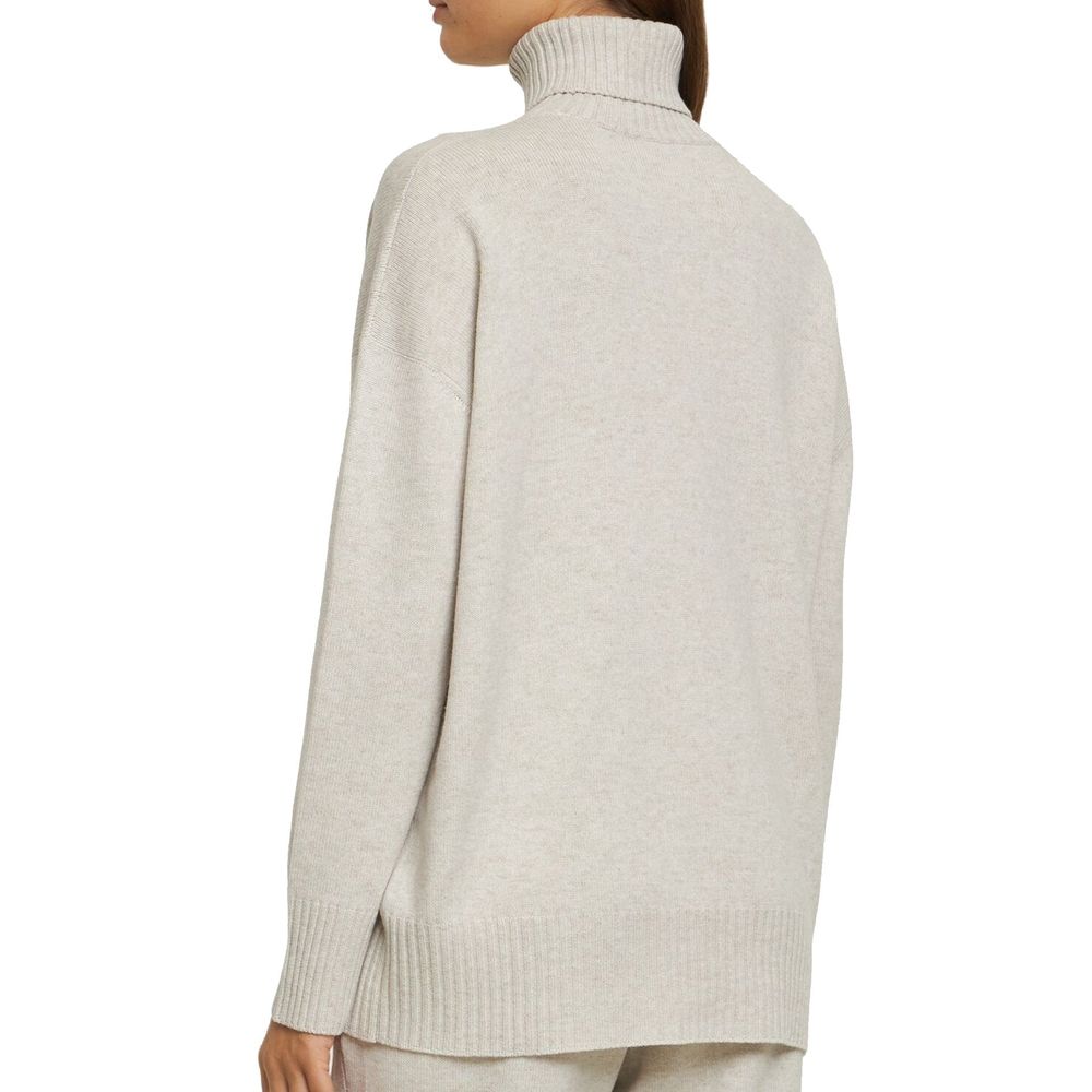 Brunello Cucinelli Oversized Wool and Cashmere Turtleneck in Beige