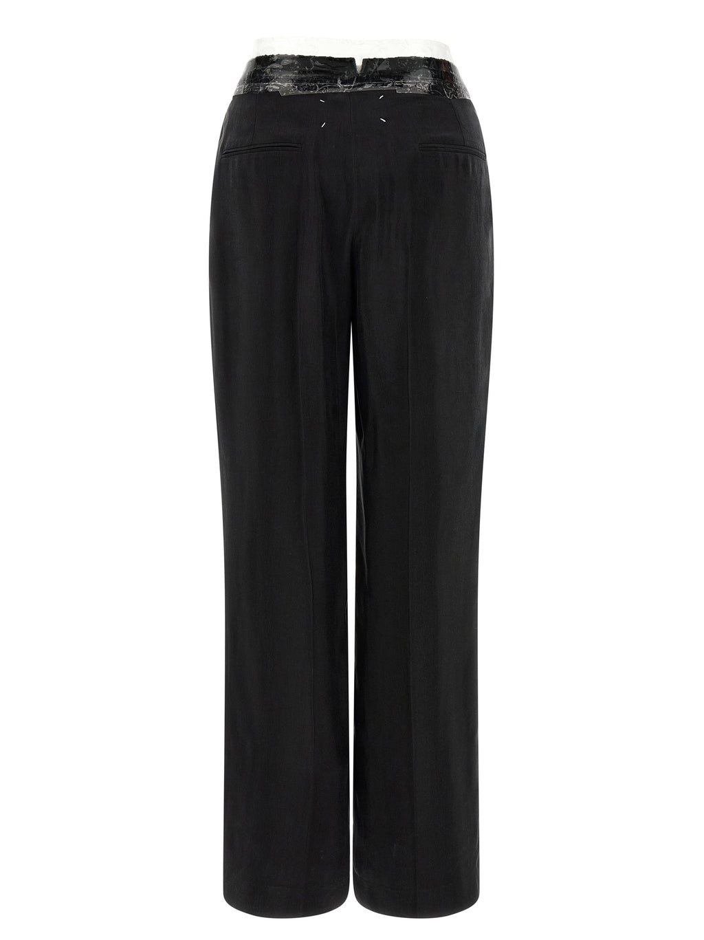 Maison Margiela Taped Wide-Leg Trousers in Black Cupro