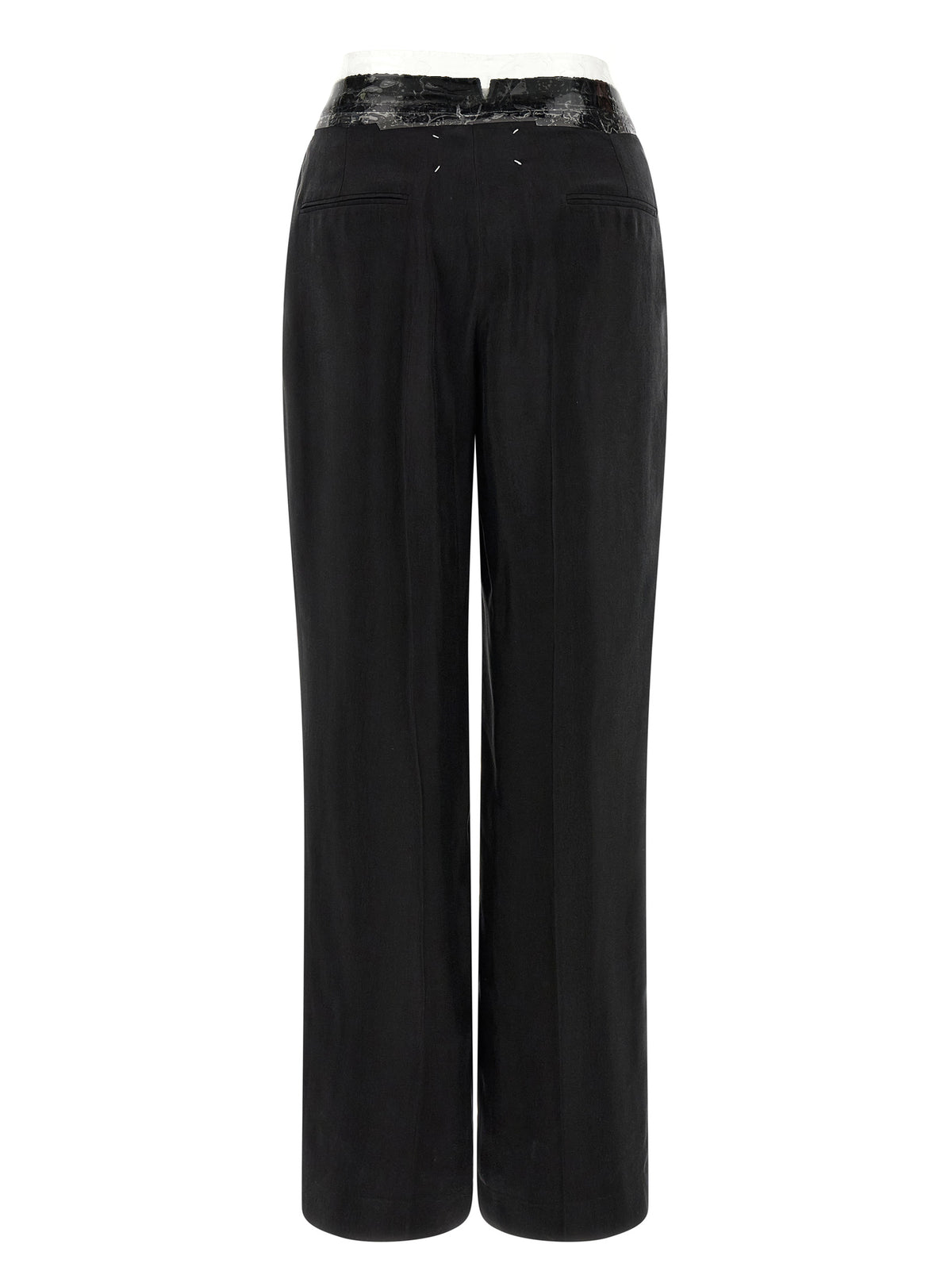 Maison Margiela Taped Wide-Leg Trousers in Black Cupro