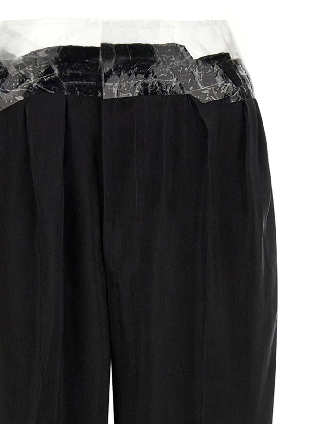 Maison Margiela Taped Wide-Leg Trousers in Black Cupro