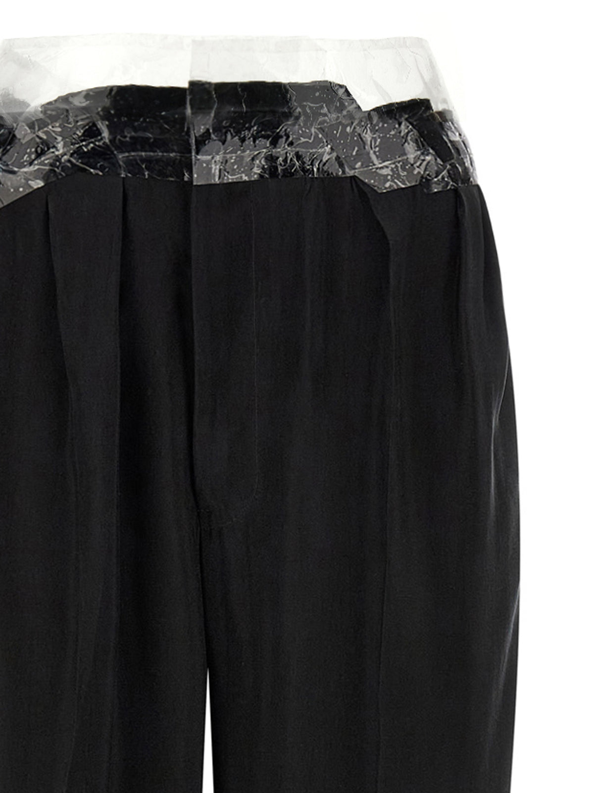 Maison Margiela Taped Wide-Leg Trousers in Black Cupro