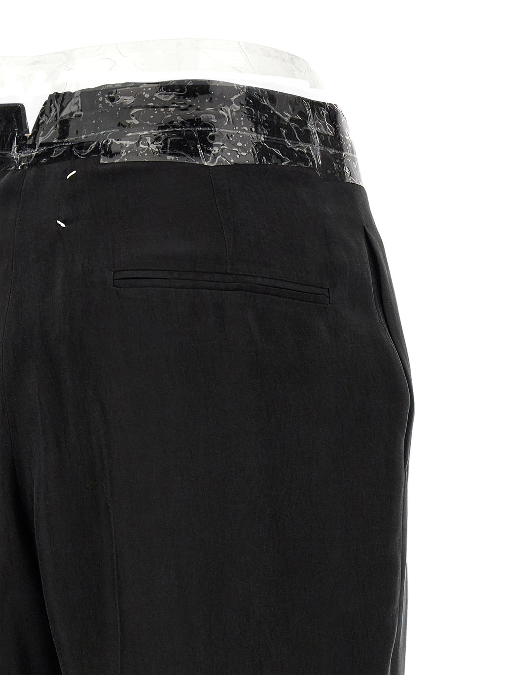 Maison Margiela Taped Wide-Leg Trousers in Black Cupro