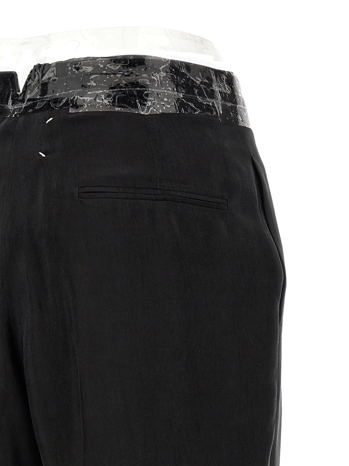 Maison Margiela Taped Wide-Leg Trousers in Black Cupro