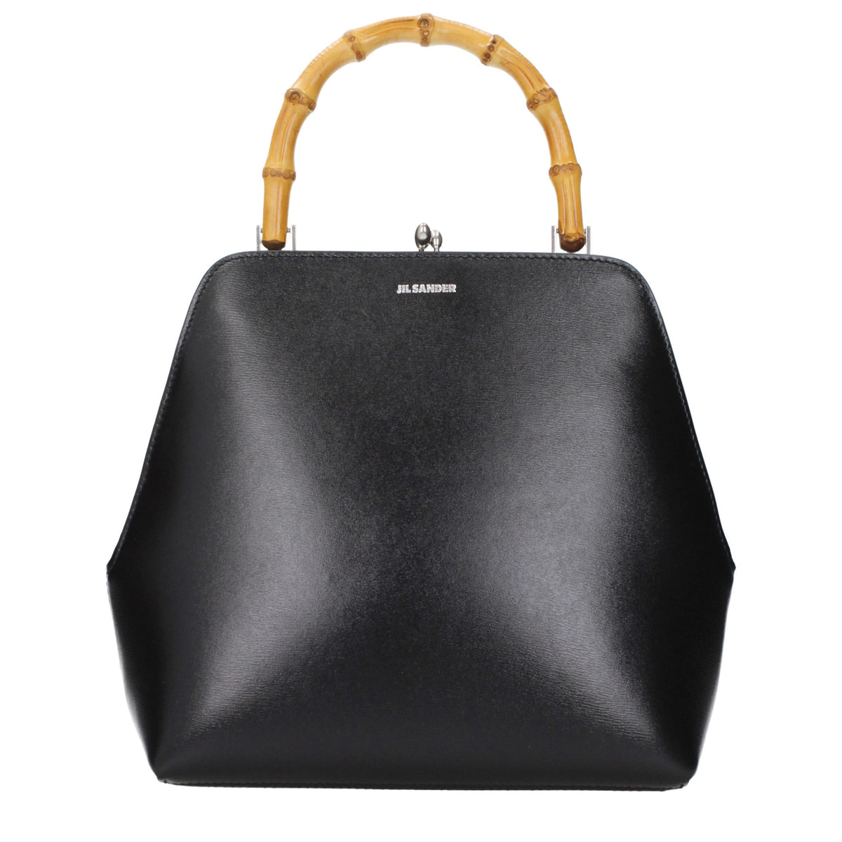 Jil Sander Structured Top-Handle Bag in Black Leather