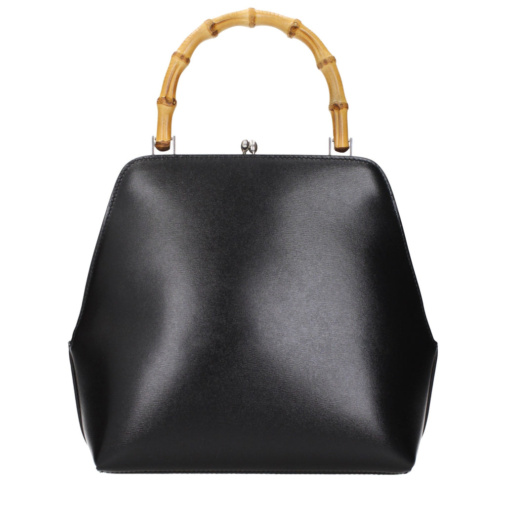 Jil Sander Structured Top-Handle Bag in Black Leather
