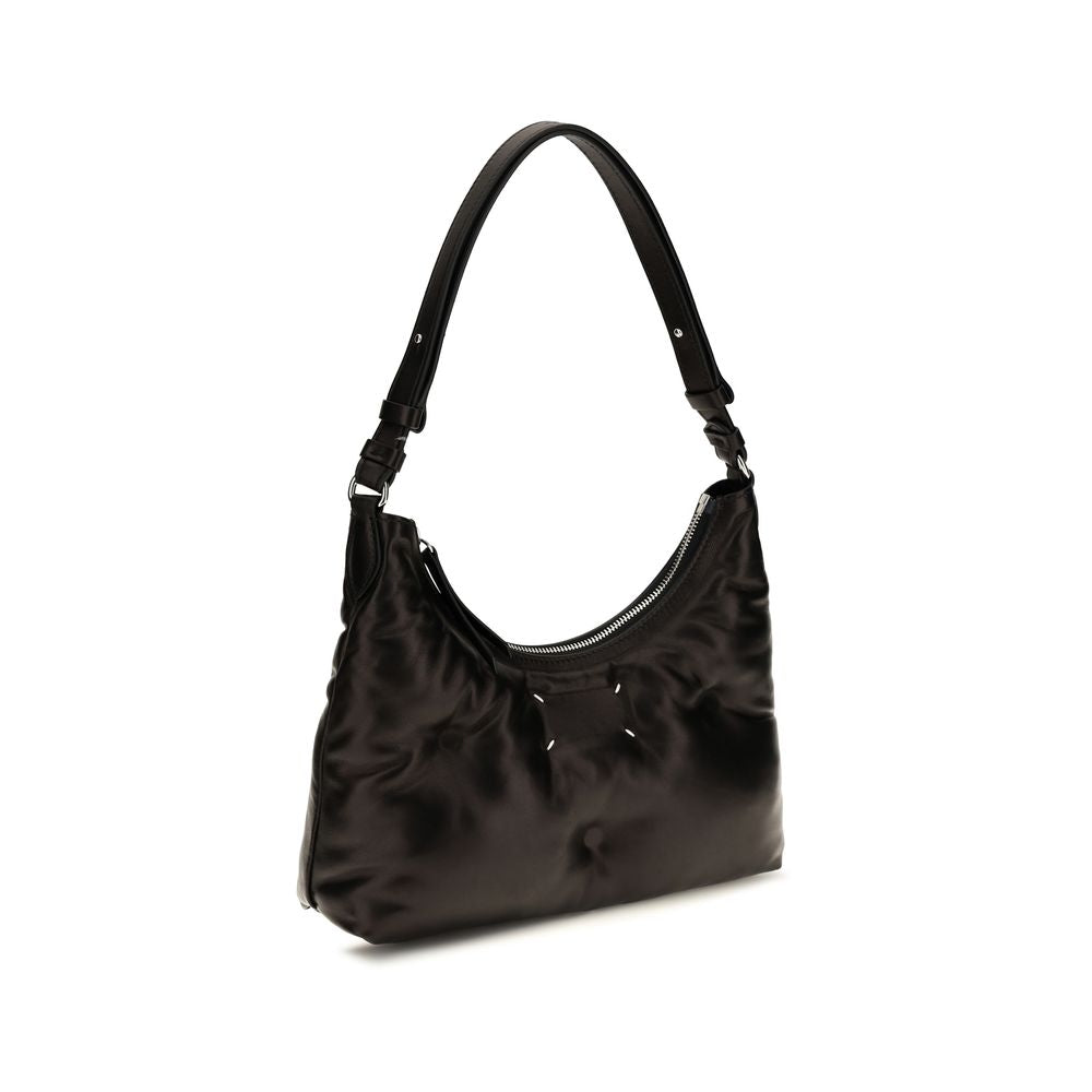 Maison Margiela Glam Slam Hobo Small in Black Quilted Lamb Leather