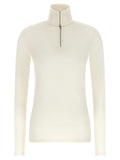 Jil Sander Half-Zip High-Neck Top in White