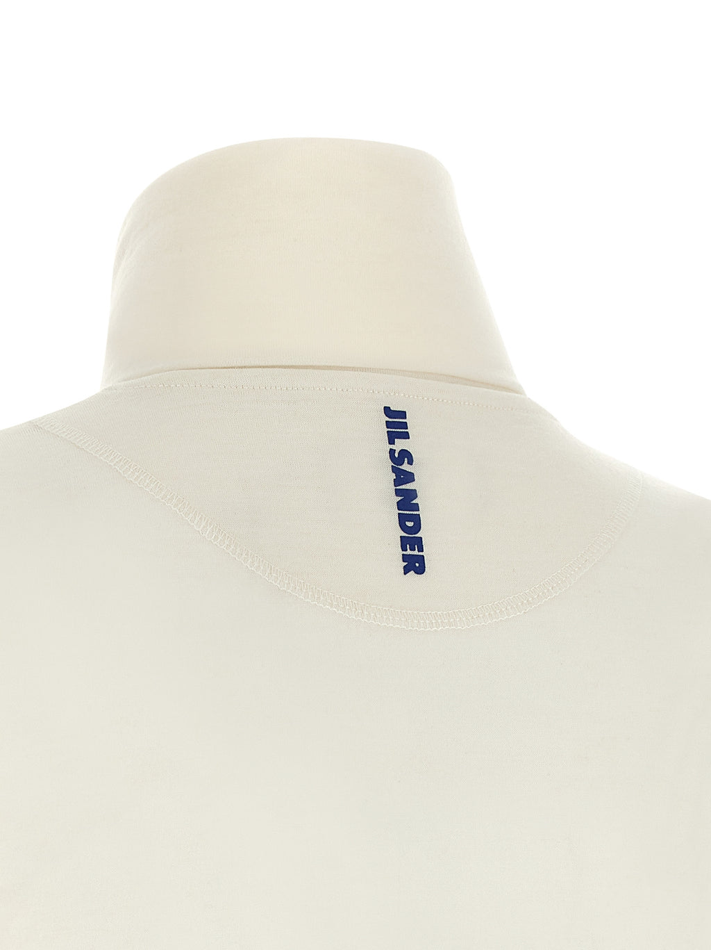 Jil Sander Half-Zip High-Neck Top in White