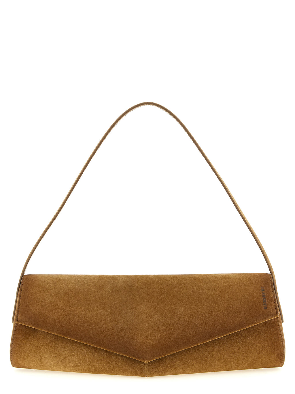Jil Sander Kante Flap Shoulder Bag in Walnut Suede