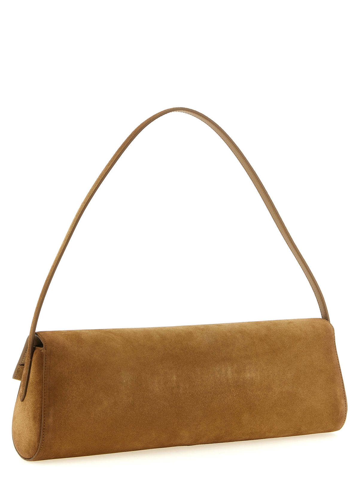 Jil Sander Kante Flap Shoulder Bag in Walnut Suede