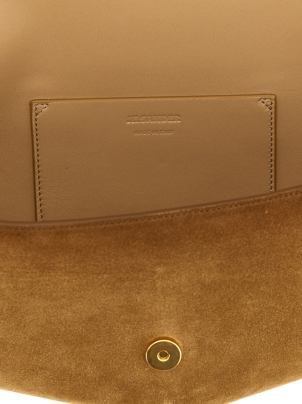 Jil Sander Kante Flap Shoulder Bag in Walnut Suede