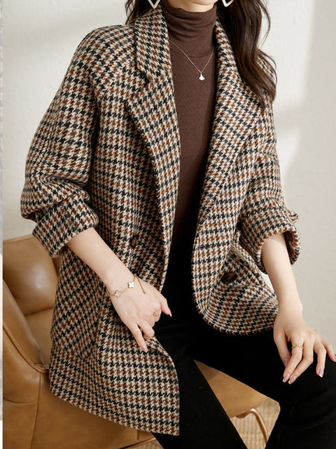 The Winslet Double-Breasted Plaid Blazer