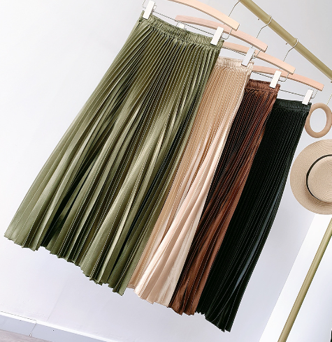 The Renata Satin Pleated Skirt