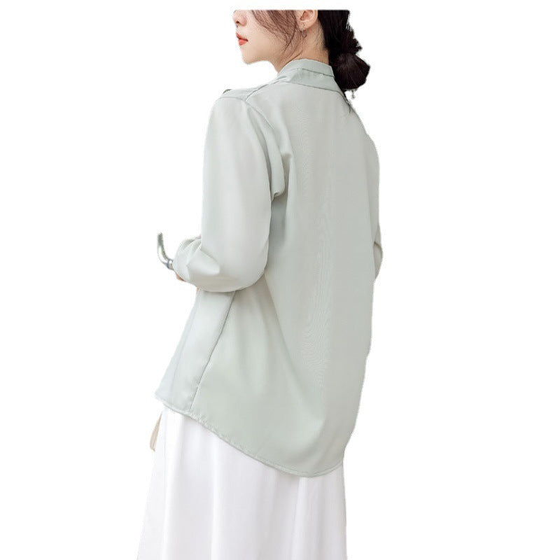 The Odile Satin V-Neck Blouse