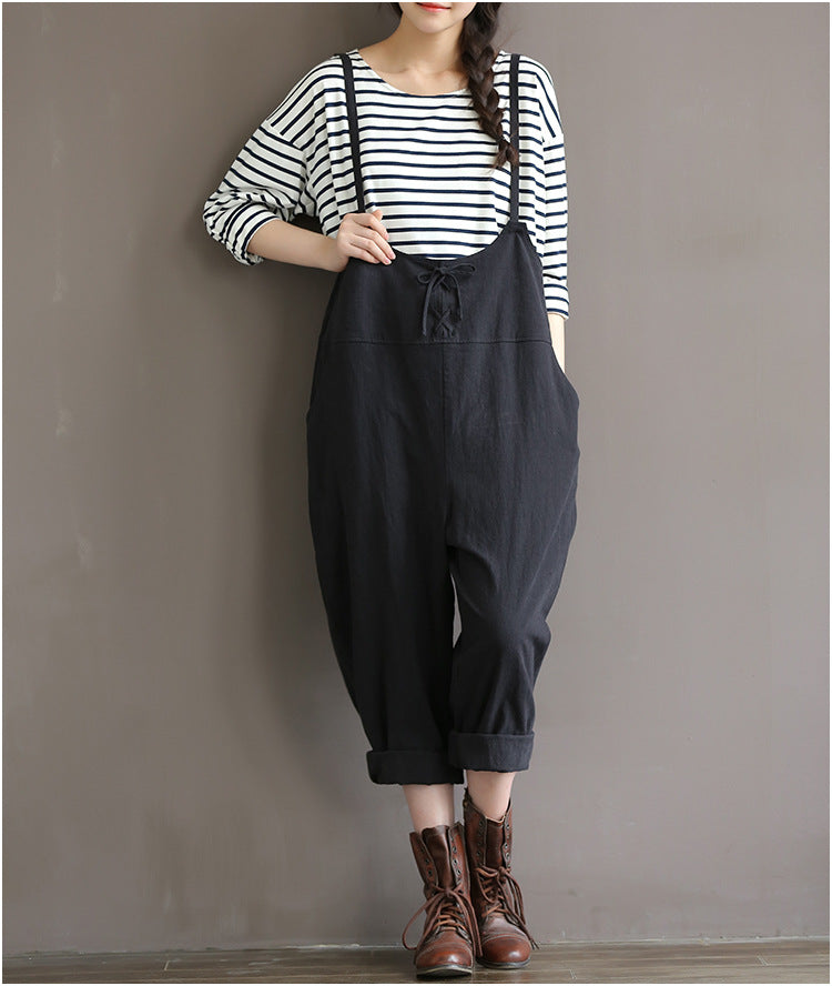 The Amara Cotton-Linen Strap Pants