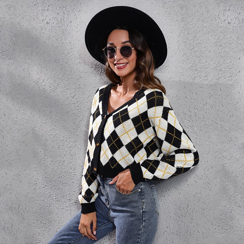 The Adley Diamond-Knit Cardigan