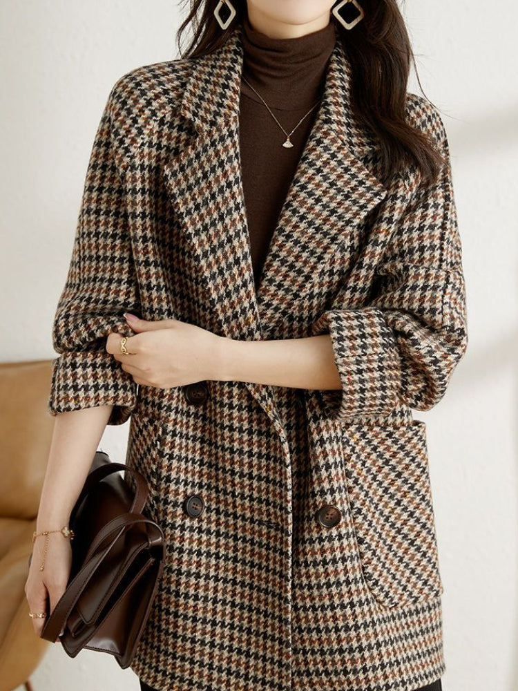 The Winslet Double-Breasted Plaid Blazer