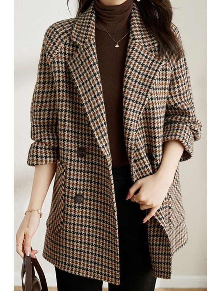 The Winslet Double-Breasted Plaid Blazer