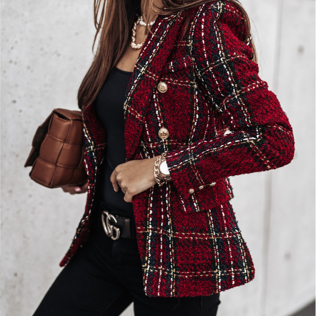 The Harlow Plaid Wool Blazer