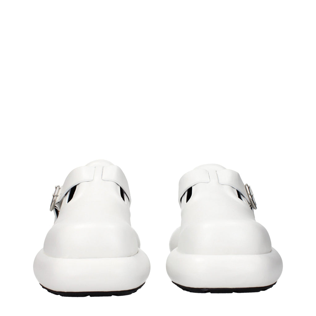 Jil Sander White Leather Mules