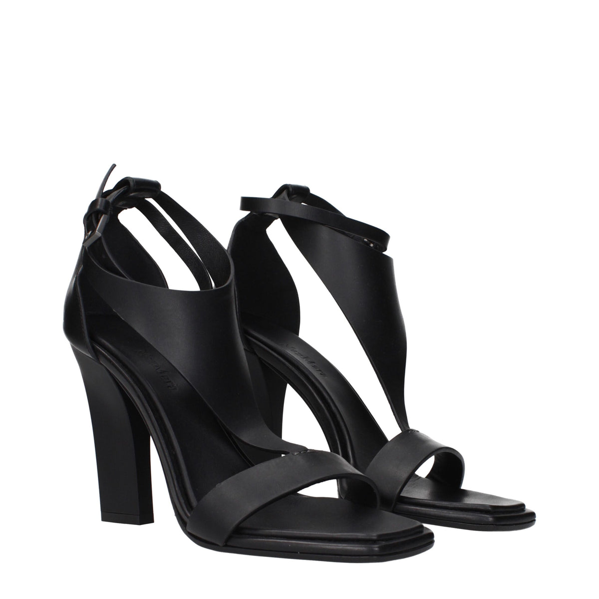 Max Mara Black Leather Stiletto Heel Sandals