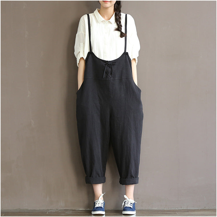 The Amara Cotton-Linen Strap Pants