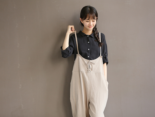 The Amara Cotton-Linen Strap Pants