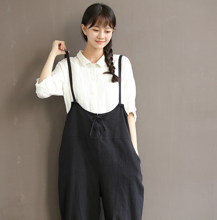 The Amara Cotton-Linen Strap Pants