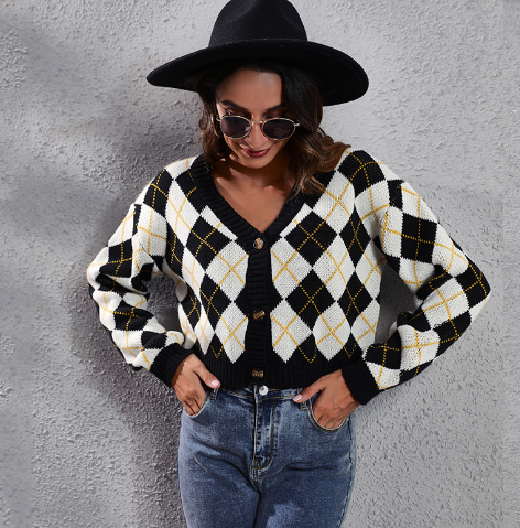 The Adley Diamond-Knit Cardigan
